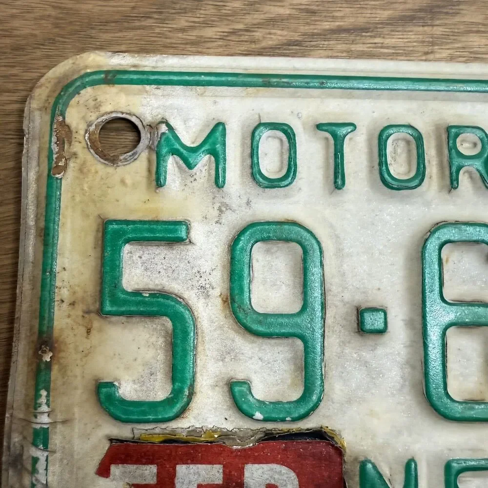 License Plate Vintage Motorcycle Sarpy County Nebraska 1976 59-6641 Rustic USA